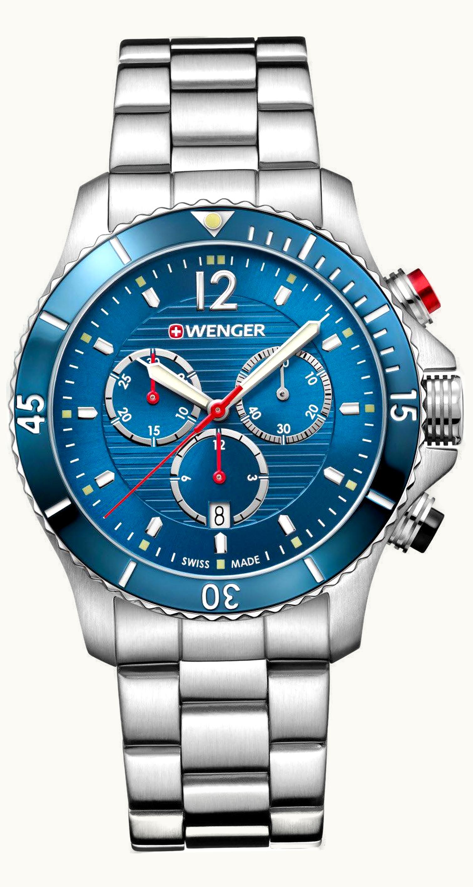 Breitling Transocean Chronograph Unitime Pilot Stainless Steel / Blue / Calf